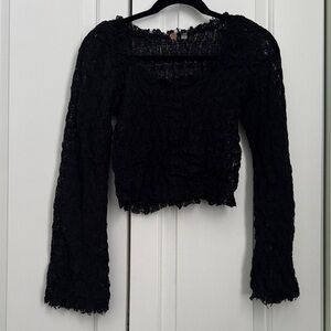 Free People Black Lace Women's Top
